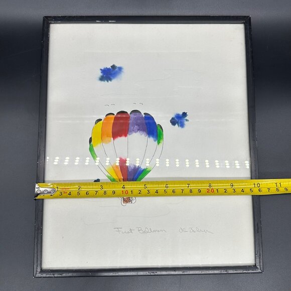 Vintage Signed Watercolor Ink Painting Margaret Wilson First Balloon Embossed - Picture 10 of 11